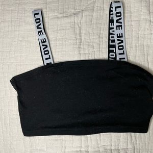 Love strap black cropped sleep shirt